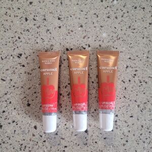 3 Bath & Body Works Caramel Apple Nourishing Lip Gloss .47 oz Each SEALED
